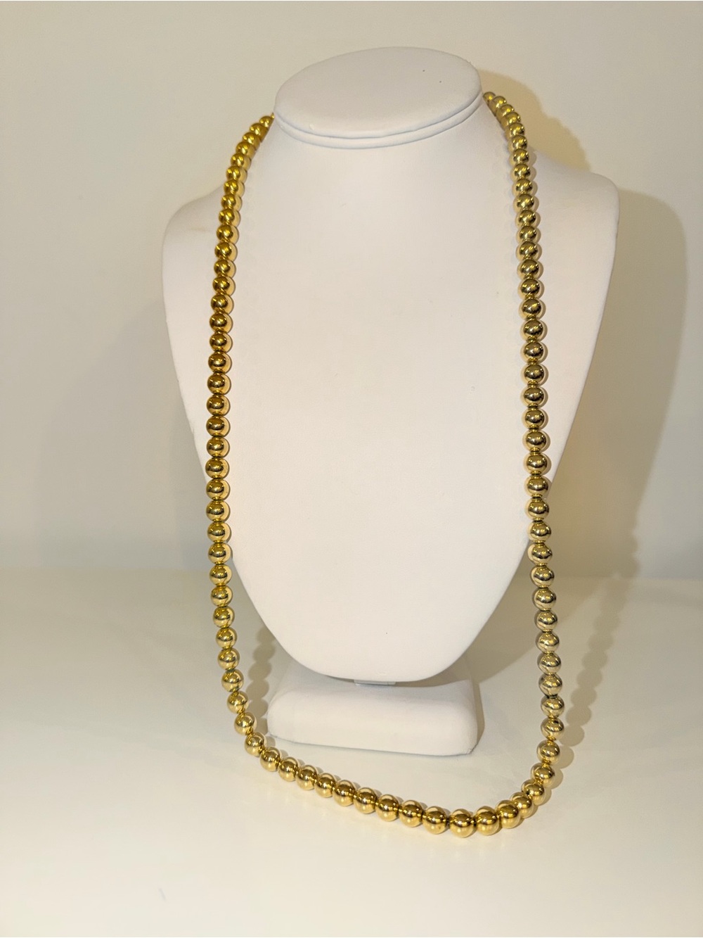 Vintage Gold-Tone Beaded Long Necklace